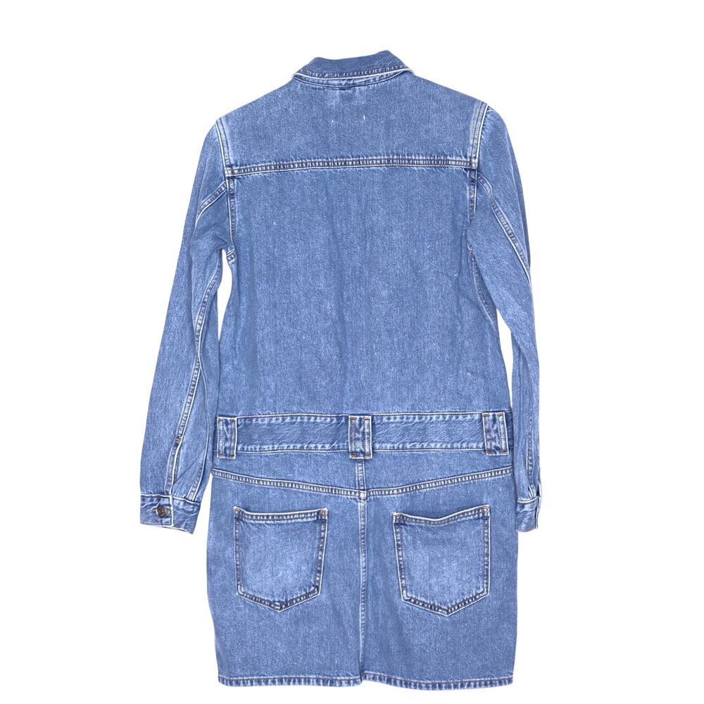 GANNI Washed Denim Long Sleeve Mini Dress Indigo Long Sleeve Women's 36/ US 4 - Picture 4 of 9
